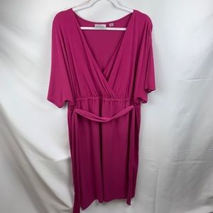 Avenue Dress Purple V-neck belted Size‎ 18/20 Faux Wrap Front